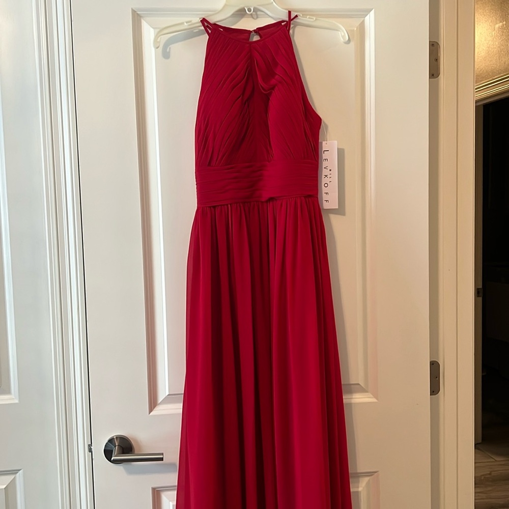 NWT Size 6 Red Bill Levkoff Bridesmaid gown.Perfect dress for prom or formal